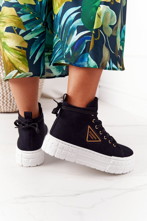 Жіночі високі кросівки на платформі Black Manhattan