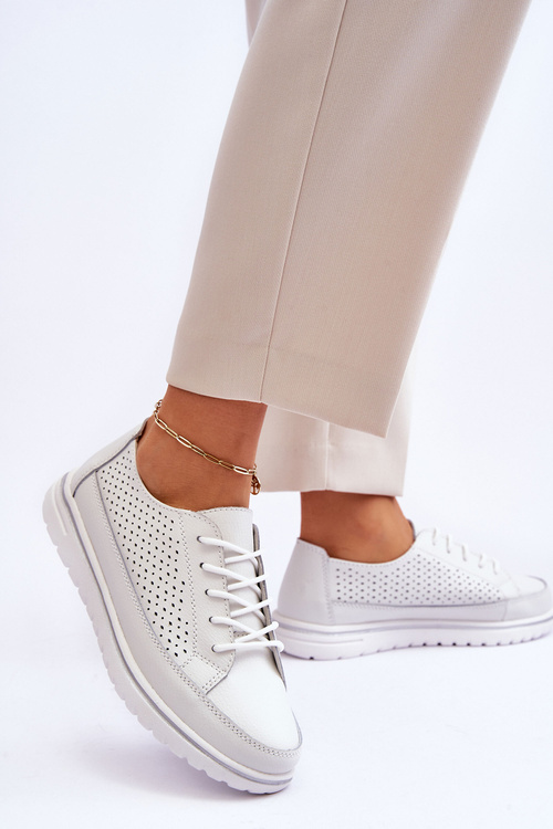 Жіноче шкіряне спортивне взуття Кросівки білі Elami