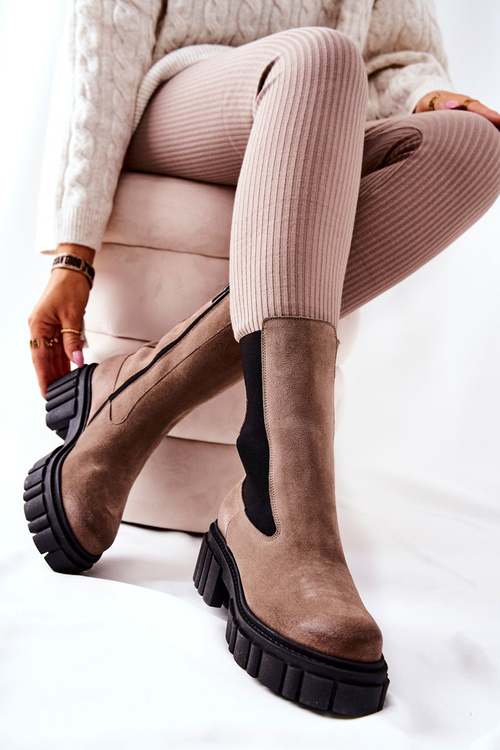 Шкіряні робочі черевики Laura Messi Dark Beige 2421