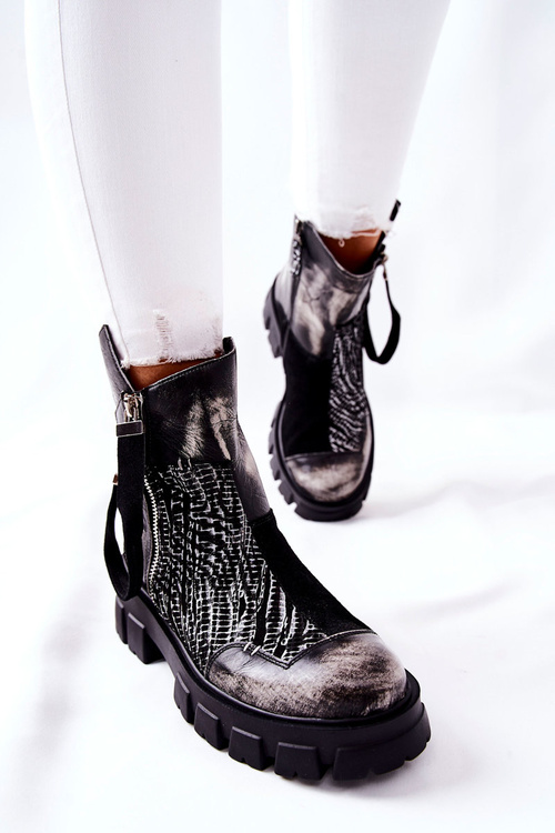 Шкіряні черевики Maciejka Black and White 05137-21