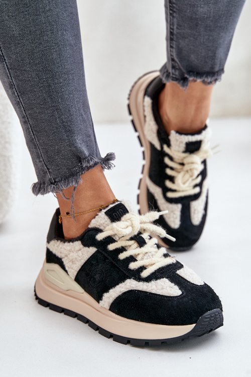 Теплі жіночі шкіряні кросівки Big Star OO274A318 HI-POLY SYSTEM Чорні