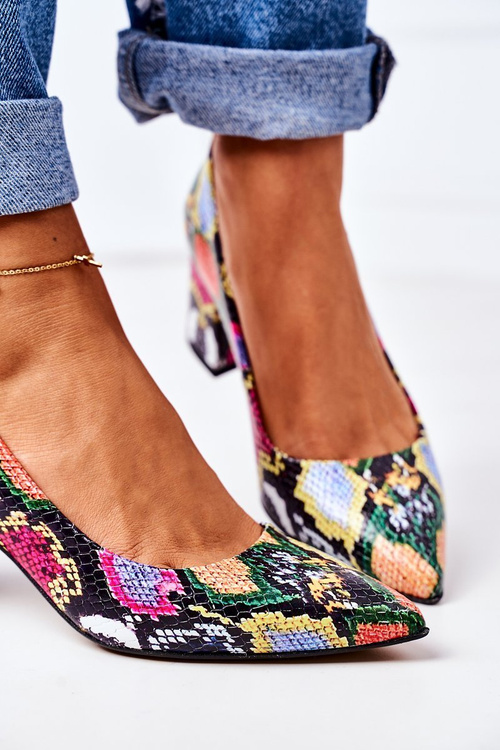 Шкіряні човники зі змійковим візерунком Lewski Shoes 2801 Барвисті