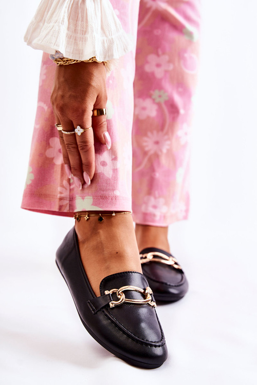 Шкіряні лофери з декором Black Millario