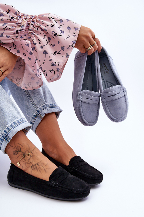 Жіночі замшеві лофери чорні Lenvie