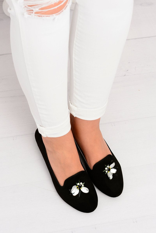 Замшеві чорні жіночі балетки Lords на шнурівці Veni