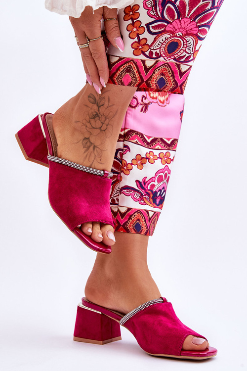 Замшеві тапочки на підборах S.Barski KV-612-2 Фуксія