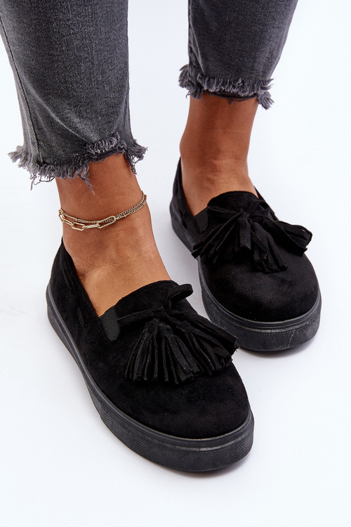 Жіночі чорні еспадрільї з бахромою Elorvia