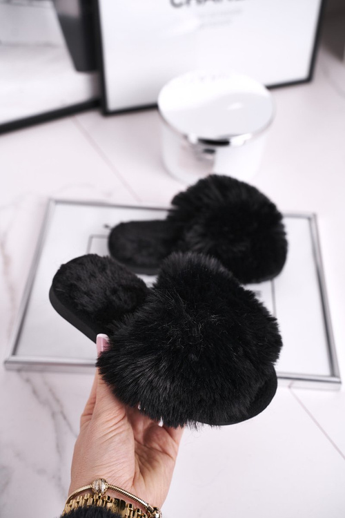 Дитячі тапочки з хутром Чорний сніжок