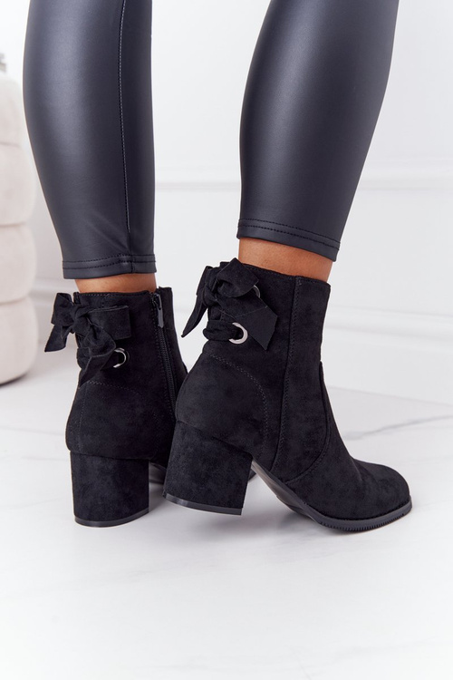 Жіночі утеплені чоботи на блочному каблуці чорні Kayla