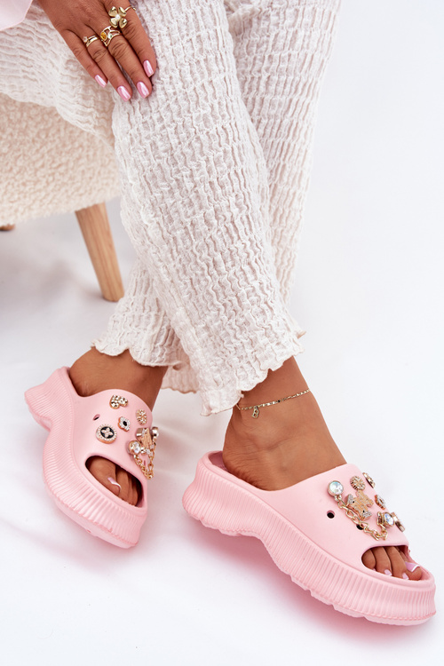 Пінні Жіночі Сандалі З Золотими Кільцями Рожеві Hortiana