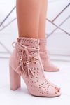 Жіночі чоботи на шпильці замшеві рожеві Corinne