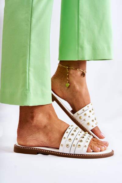 Жіночі шкіряні тапочки з декором White Brien