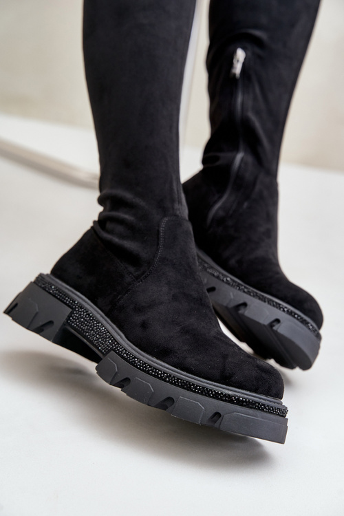 Жіночі екозамшеві чоботи чорні Irithalla