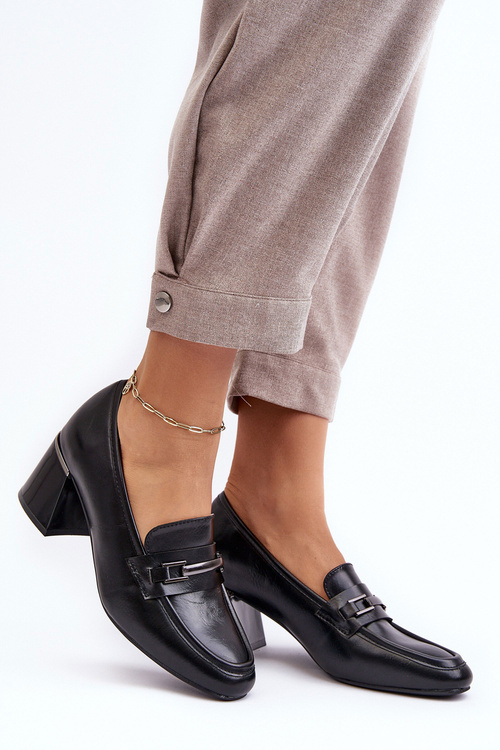 Шкіряні туфлі на шпильці Black Idona