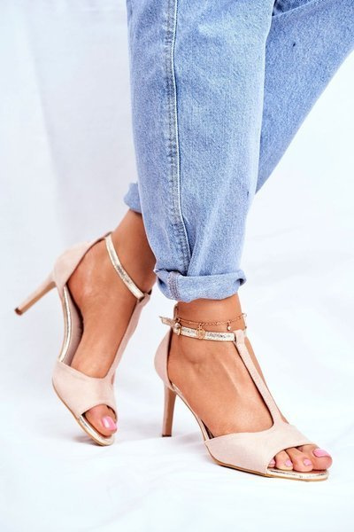 Босоніжки на високому каблуці S.Barski 280-58 Beige-Gold