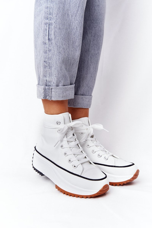 Жіночі шкіряні кросівки на платформі білі Coachella