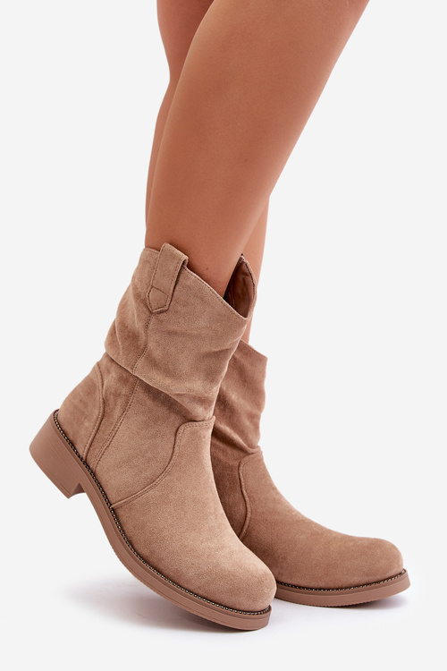 Теплі жіночі ботильйони з рюшами та декором Beige Etteara