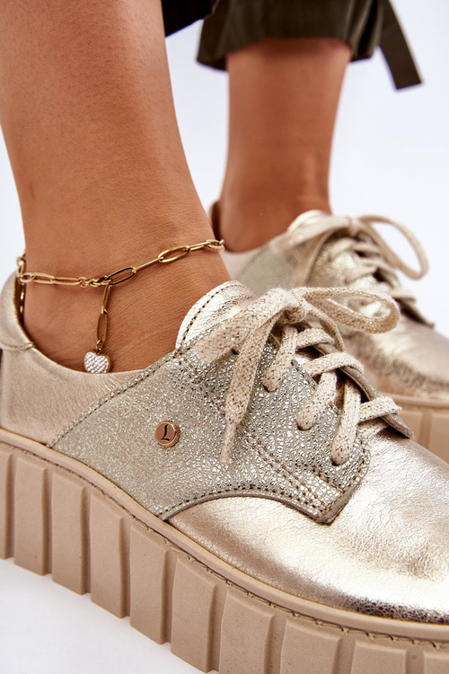 Шкіряне взуття на платформі Zazoo 10128 золото