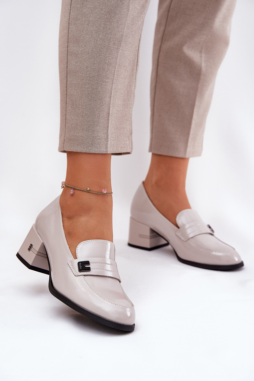 Лакові Шкіряні Жіночі Чоботи На Підборах Vinceza 18105 Сірі