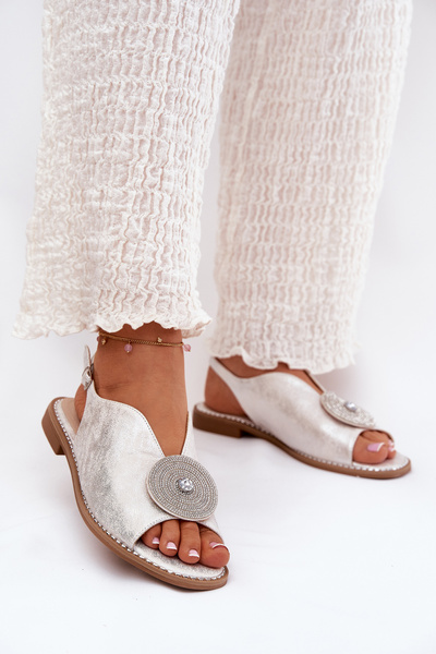 Блискучі Жіночі Сандалі З Декоративним Елементом S.Barski KV51-012 Сріблясті