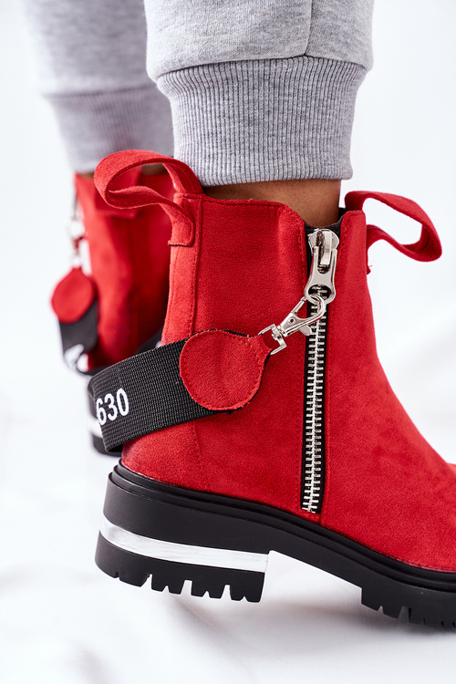 Черевики утеплені на блискавці Кортона червоного кольору