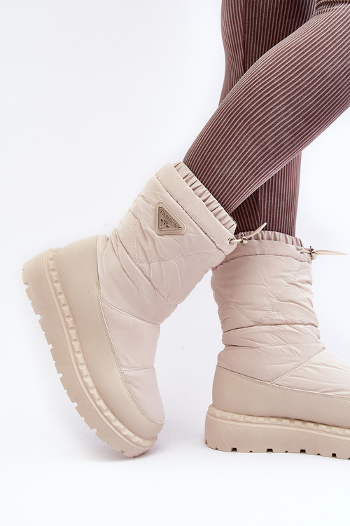 Жіночі снігові черевики на товстій підошві світло-бежевого кольору Lureta
