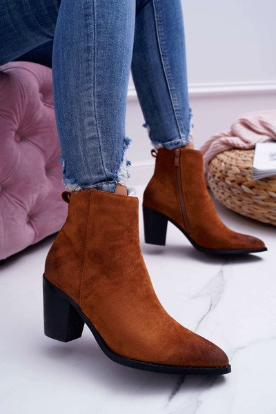 Жіночі чоботи на шпильці замшеві Camel Niki