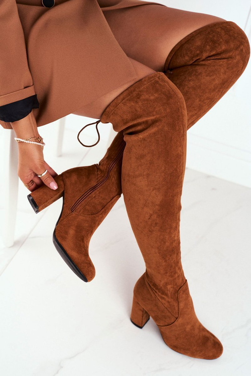 Жіночі високі чоботи Suede Camel Highso