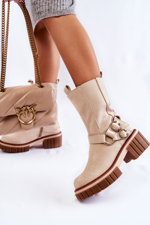 Жіночі замшеві теплі черевики Workers Beige Brinnon