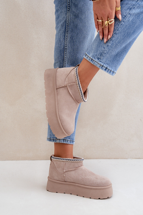 Снігоступи на платформі з декоративною вишивкою світло-бежеві Heslania