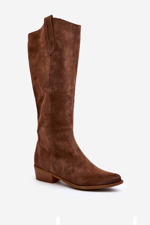 Zazoo 3427 Жіночі замшеві ковбойські чоботи коричневого кольору