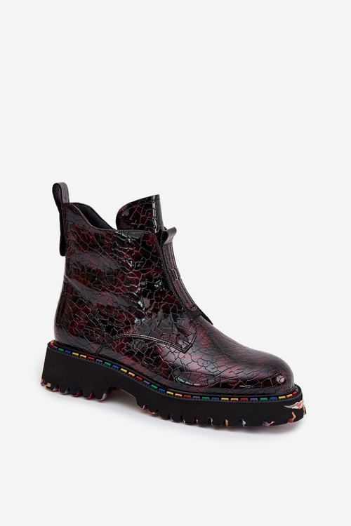 Лаковані жіночі черевики з натуральної шкіри з утеплювачем Artiker 57C0165 Бордо