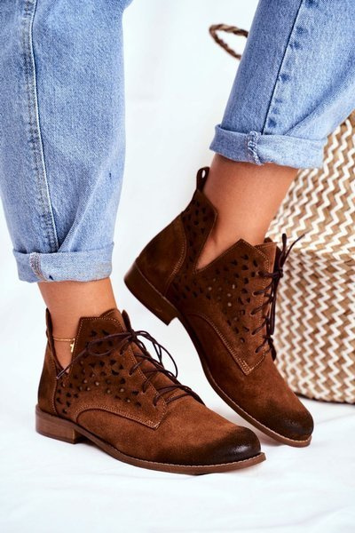 Жіночі черевики на плоскій підошві Шкіряні Camel Low Meridan