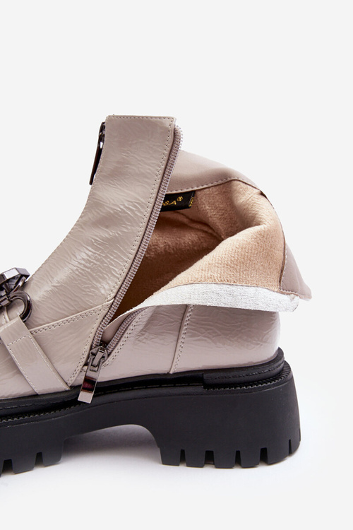 Чоботи жіночі глянцеві на блискавці D&A MR870-94 Світло-сірі