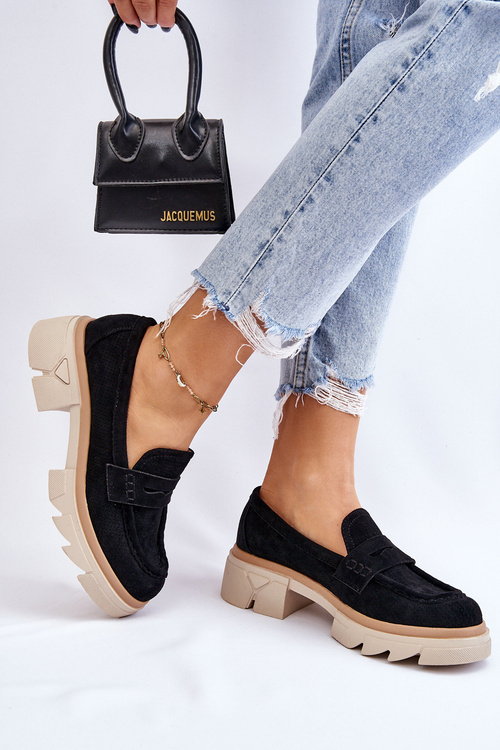 Жіночі лофери на підборах чорні Fletcher