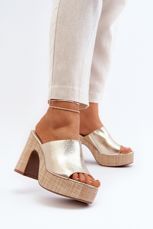 Жіночі босоніжки на високому каблуці в кольорі Gold Siobhan