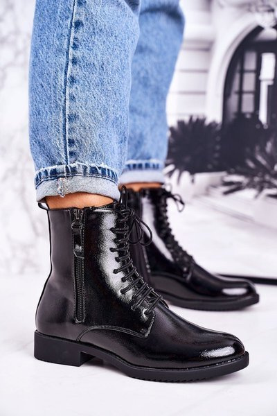 Класичні жіночі утеплені чоботи Shiny Black Simplicity