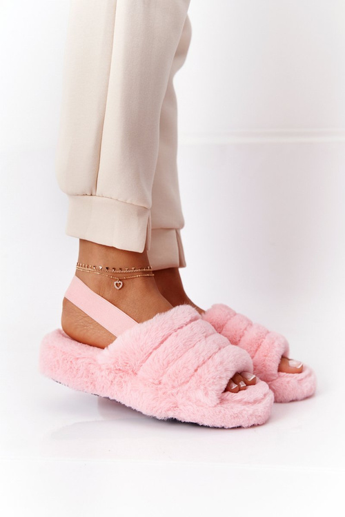 Пухнасті тапочки на платформі світло-рожева сніжинка