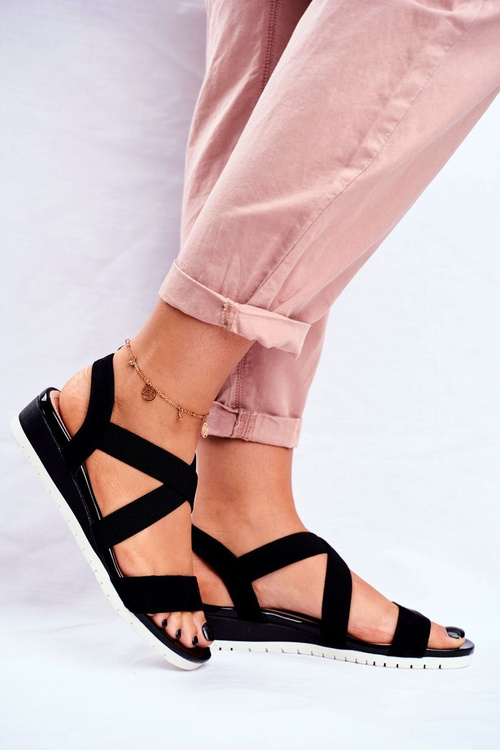 Жіночі босоніжки на танкетці Сліпони Black Harper