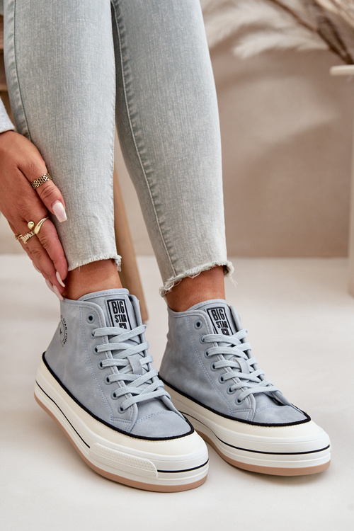 Теплі жіночі кросівки на платформі з еко шкіри Big Star OO274069 Сині