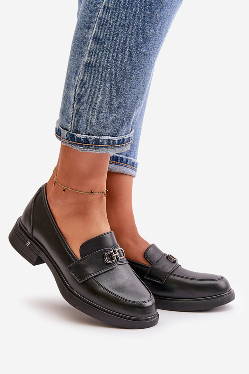 Жіночі мокасини з натуральної шкіри Vinceza 58409 чорного кольору