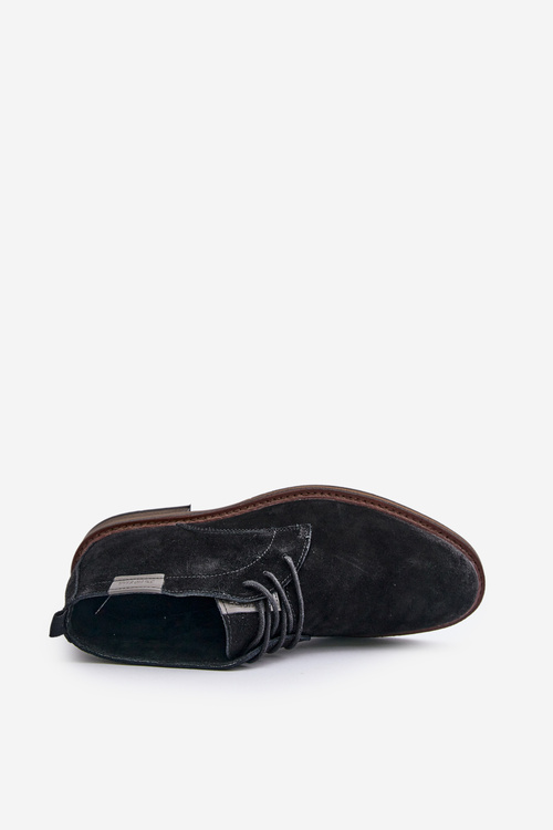 Чоловічі замшеві черевики на шнурівці чорні Big Star OO174146