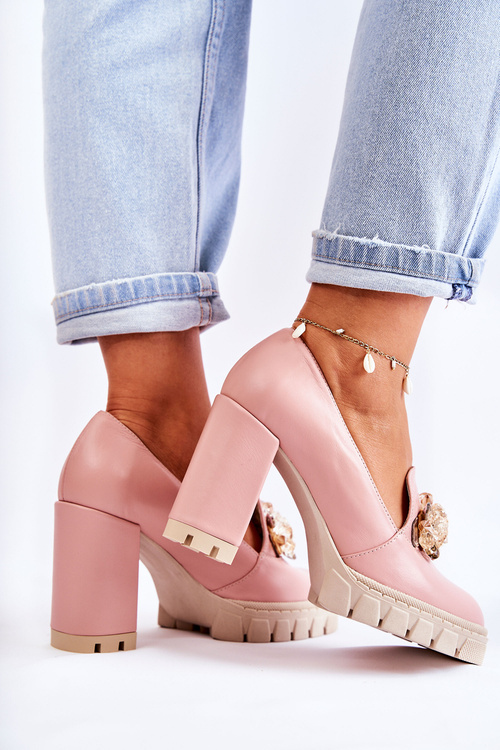 Елегантні човники з гладким рожевим і бежевим орнаментом Caterine