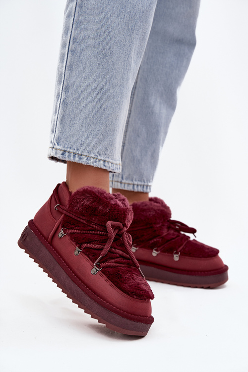 Низькі зимові чоботи з хутром D.Franklin DFSH370011 бордові