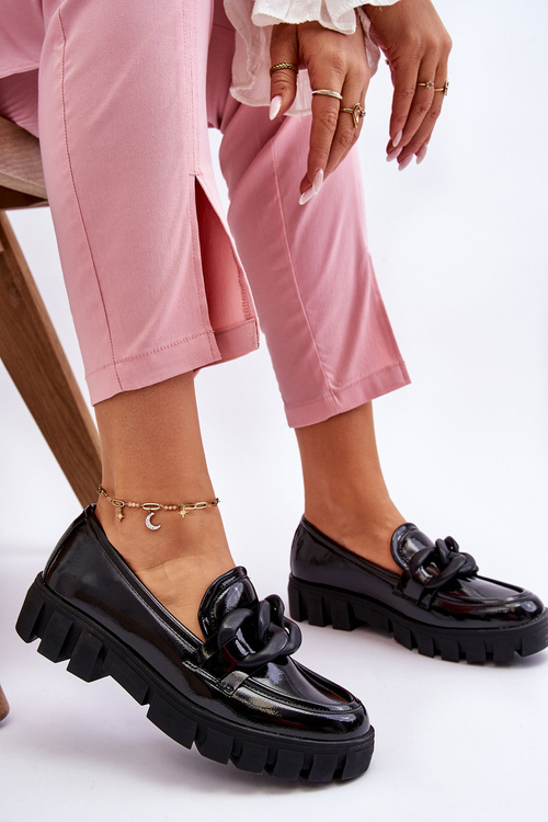 Жіночі лаковані лофери на платформі Black Bennett