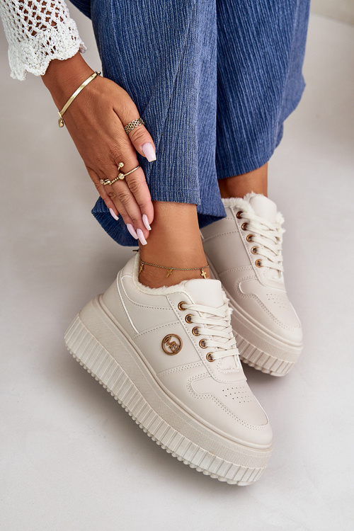 Кросівки жіночі спортивні утеплені на масивній підошві бежеві Verissha