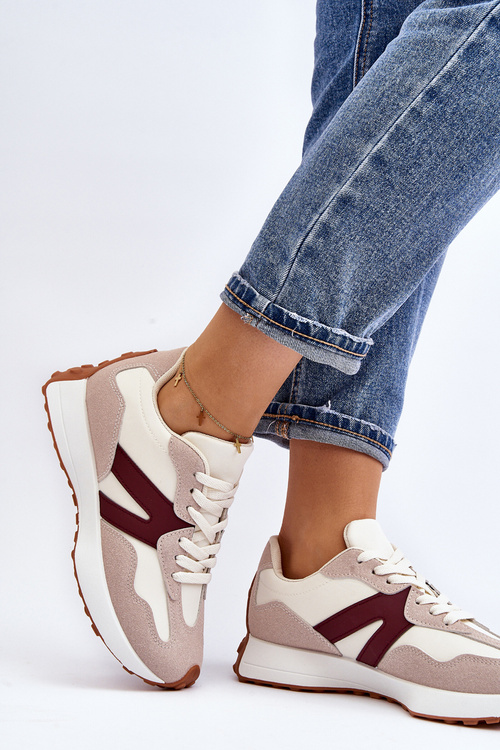 Жіноче бежево-бордове спортивне взуття Chloette