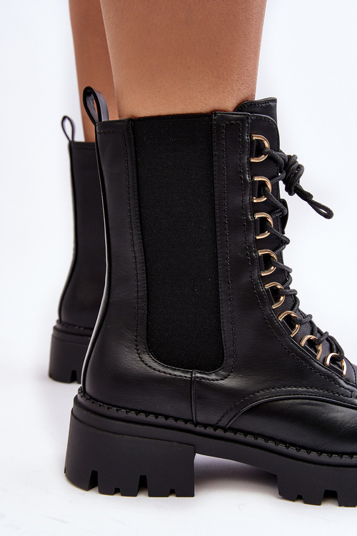 Чорні шкіряні жіночі робочі черевики Charmea