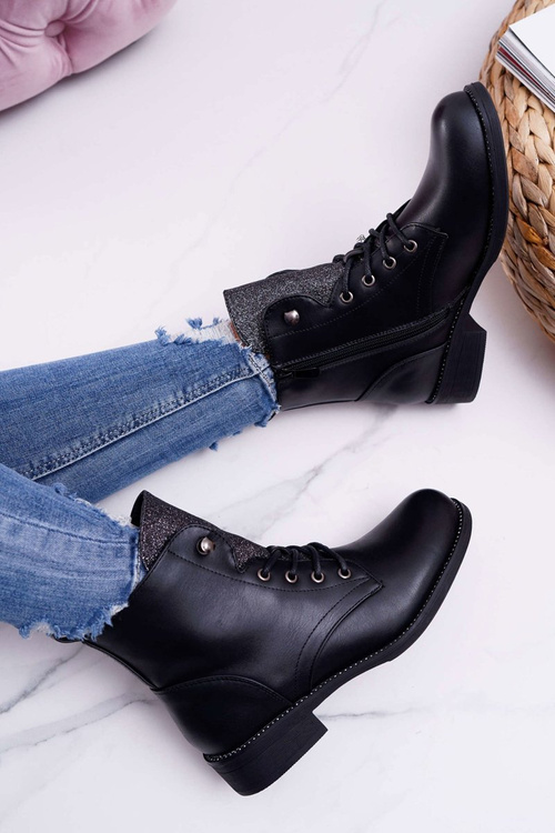 Жіночі робочі черевики на плоскій підошві Black Flumen