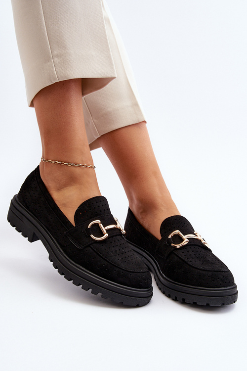 Жіночі чорні лофери з вирізами та прикрасами Talesse